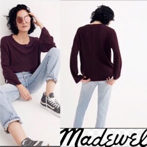 Madewell  Burgundy Viscose Nylon Merino Wool Alpaca Northroad Pullover Sweater